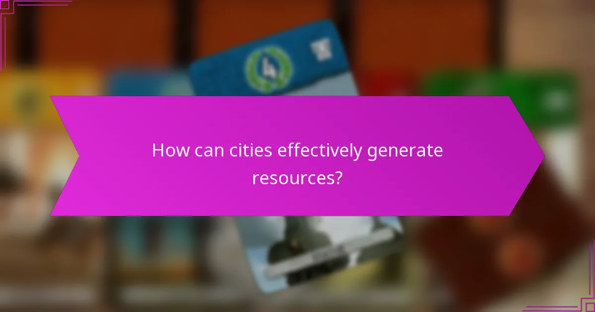 How can cities effectively generate resources?